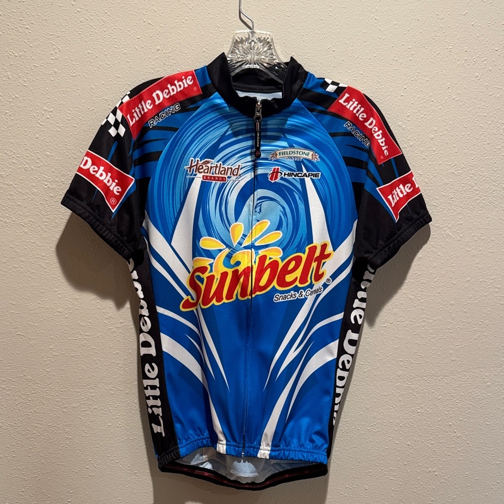 Sunbelt Blue and White Cycling Jersey with Bold Logo